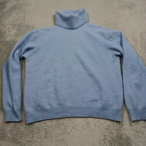Griffen‎ Sweater Womens XL Blue Cashmere Pullover Turtleneck Preppy
